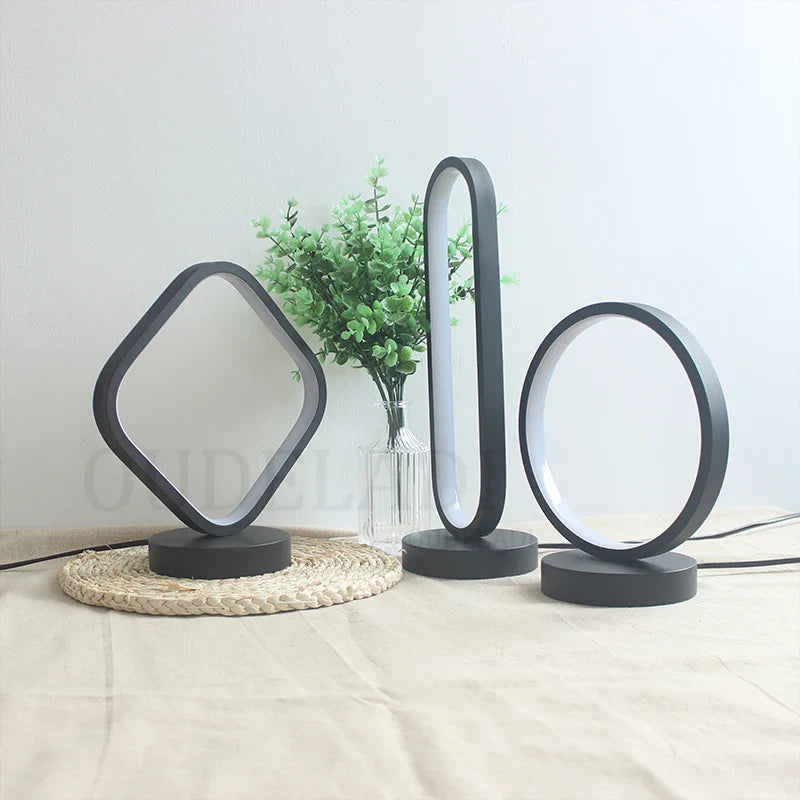 Axya Modern Black Ring LED Table Lamp for Bedroom Decor and Reading