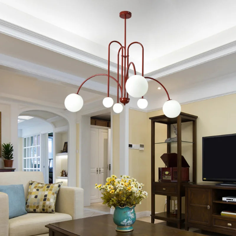 Axyaa Retro Glass Ball Chandelier: Italian Design Replica Art Home Interior Light