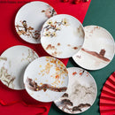 Axya Ceramic Plate: Chinese Style Floral Bird Design, Round Dinner Dish, Decorative Tableware