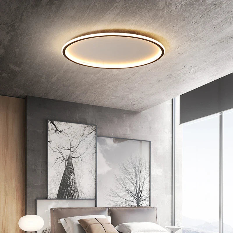 Axyaa White & Black Modern Circular Ceiling Lamp for Living Room, Bedroom, Study