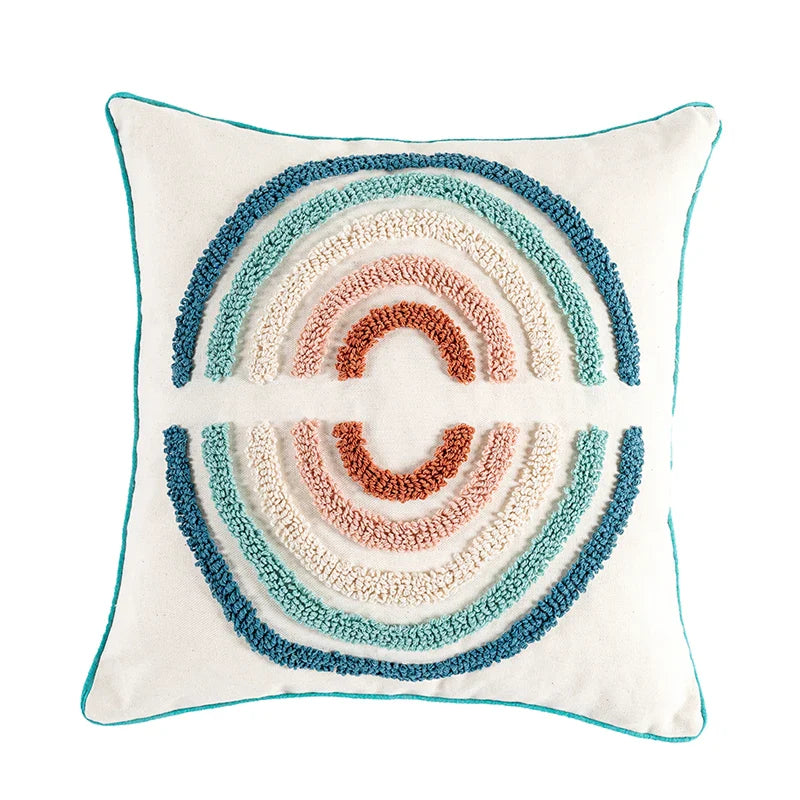 Floral Rainbow Cushion Cover by Axyaa - 45x45cm/30x50cm Loop Tufting Home Décor