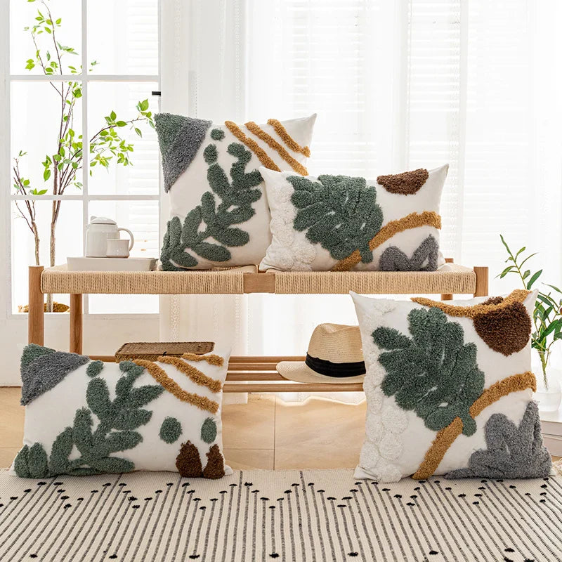 Axyaa Tufted Plant Pillow Cover for Stylish Home Decor 45x45cm/30x50cm