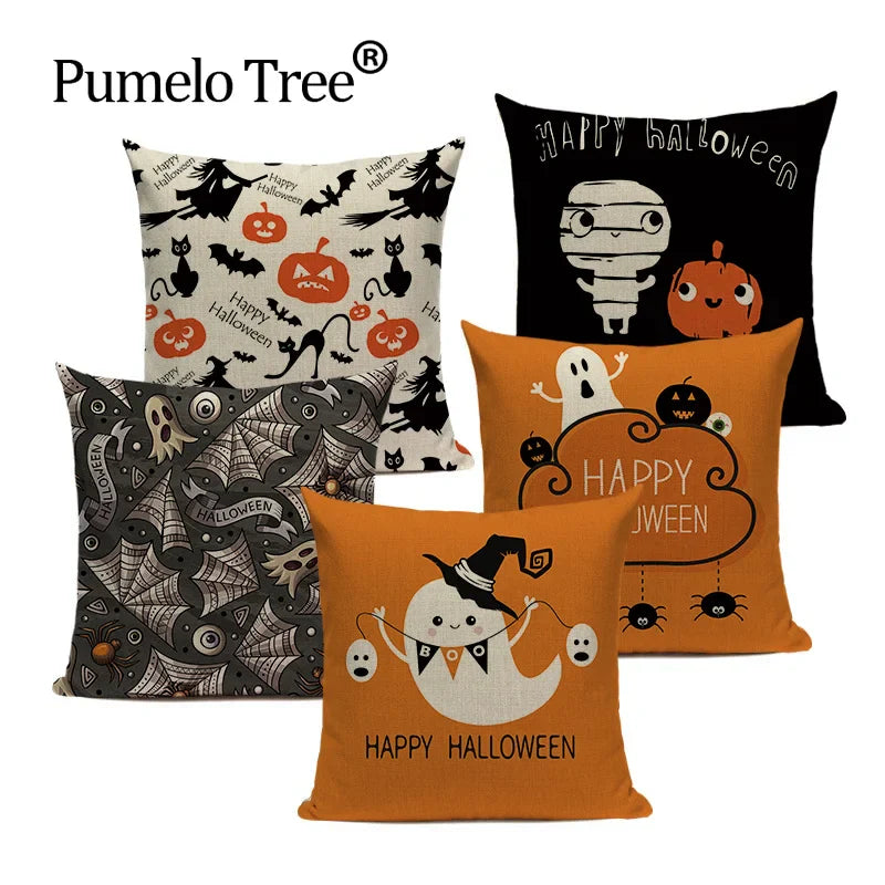 Axyaa Halloween Demon Happy Trick or Treat Cushion Cover