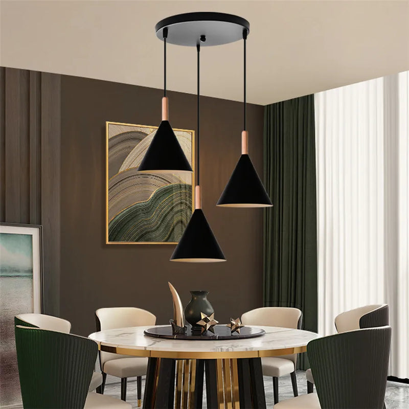 Axyaa Wood Pendant Light: Modern Nordic Dome Hanging Lamp for Home, Cafe, and Kitchen
