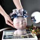 Axyaa Nordic Human Head Vase Doll Sculpture Flower Pot Home Garden Decor