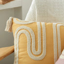Axyaa Embroidered Cotton Linen Cushion Cover, 45x45cm, Yellow Beige Pink, Home Decor