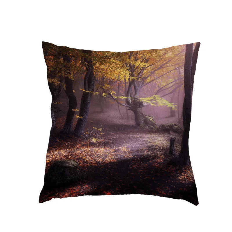 Axyaa Waterfall Maple Lake Forest Decor Pillow Cover Case