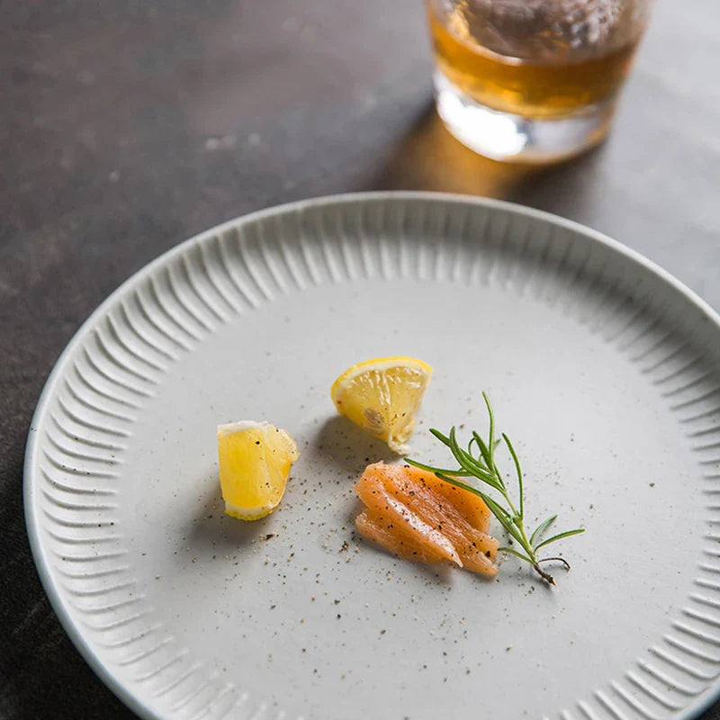 Axya Ceramic Dessert Plate Set: White Dot Design, Restaurant Quality Tableware & Rice Bowl