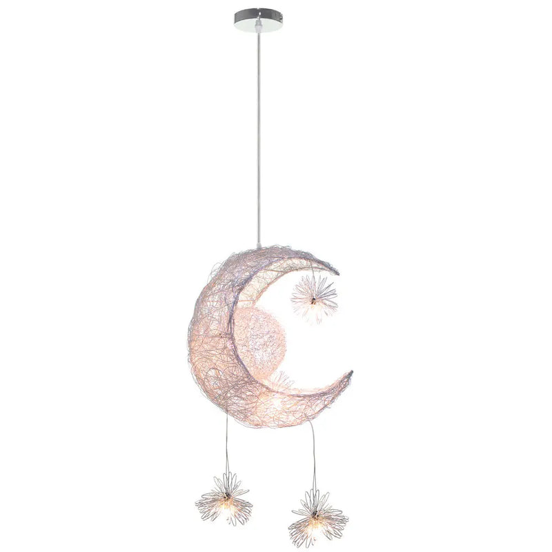 Axya Moon Star Pendant Light: Modern Kids Bedroom LED Fixture for Home Decor