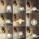 Axyaa Copper Glass LED Wall Lamp Switch Japanese Nordic Style Bedroom Bathroom Mirror Stair Light Wall Sconce