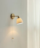 Axyaa Copper LED Wall Light Pull Chain Switch Bathroom Mirror Stair Sconce