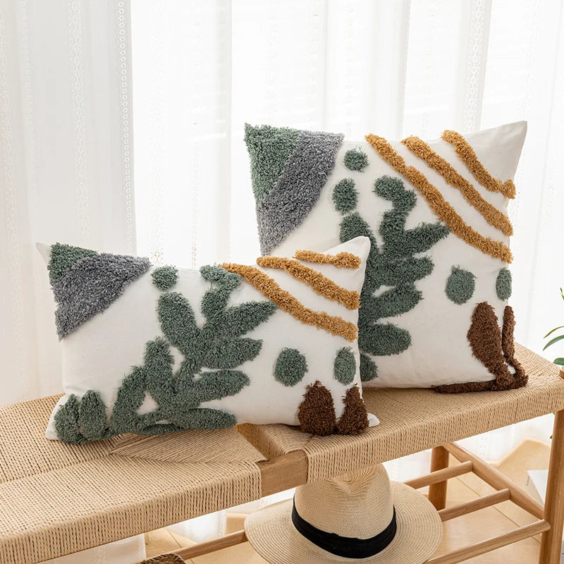 Axyaa Tufted Plant Pillow Cover for Stylish Home Decor 45x45cm/30x50cm