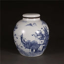 Axyaa Blue and White Qing Dynasty Porcelain Vase - Jiangnan Water Town Pattern