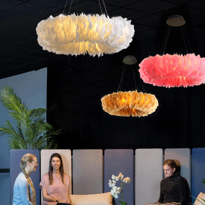 Nordic Design Feather Chandelier by Axyaa for Kids Bedroom and Restaurant