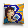 Axyaa Watercolor Turkish Evil Eye Cushion Cover Arabian Girl Portrait Pillow Case