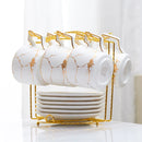 Axyaa Marble Ceramic Tea Set 200ml Nordic Coffee Cup Saucer Spoon Matt Porcelain