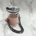 Axyaa Portable Glass Bottle Holder Strap PU Leather Beverage Cover