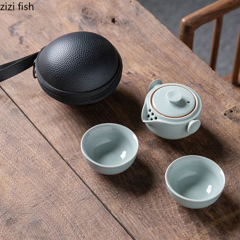 Axya Ceramic Tea Set for Modern Home Decor and Travel