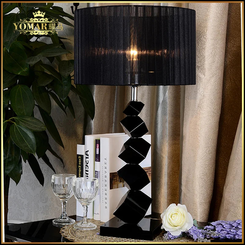 Axyaa Black Crystal Table Lamp - Modern Cozy European Style