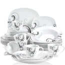 Axyaa 30-Piece Black Decals Porcelain Ceramic Dinnerware Set