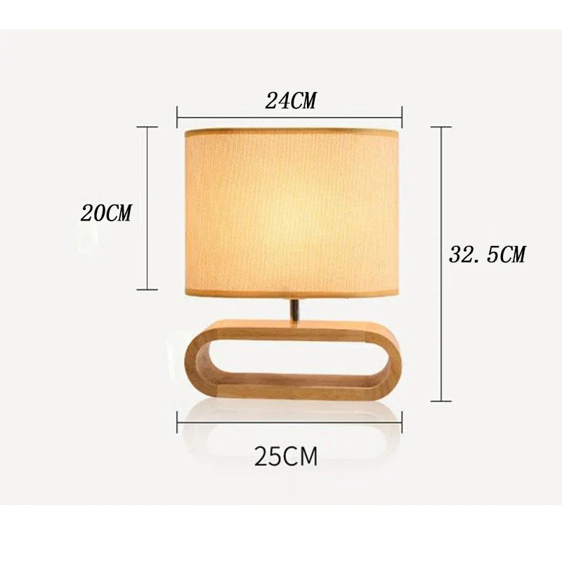 Axya Nordic Wood Table Lamp with Cloth Lampshade for Living Room and Bedroom