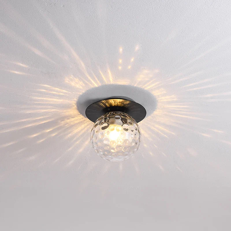 Axyaa Nordic Glass Ball Ceiling Lamp for Bedroom and Balcony, Indoor E27 Lighting