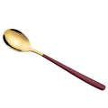 Axyaa Stainless Steel Golden Teaspoons with Long Handle - Kitchen Tableware