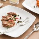 Axyaa White Square Porcelain Plate Set, 6/12 Pieces, Dinner Dessert Salad Fruit Beef Flat