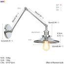 Axyaa Loft Industrial Swing Arm Wall Lamp with Vintage Edison Bulb