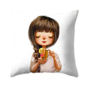 Axyaa Yoga Girl Printed Polyester Cushion Cover for Home Decor 45x45CM