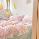 Axyaa Kawaii Pink Bedding Set Bedspreads Twin Full Queen Size Duvet Cover & Sheet