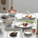 Axya Retro White Petal Ceramic Dinner Plate Set for Kitchen Dining