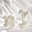 Axyaa Ceramic Shell Vase - White Gloss Abstract Irregular Hydroponic Home Decoration