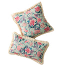 Axyaa Floral Cushion Cover with Tassels - Home Decor for Living Room, Bedroom, Chair