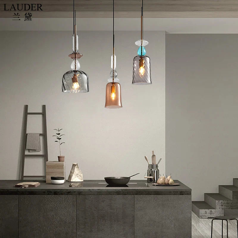 Axyaa Nordic LED Glass Pendant Lights for Bedroom Living Room Bar Cafe