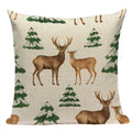 Axyaa Christmas Deer Snowman Cartoon Cushion Cover - Festive Decor Pillowcase