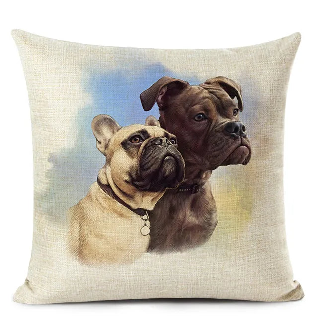 Colourful Bull Terrier & Dachshund 3D Cushion Cover for Home Sofa by Axyaa