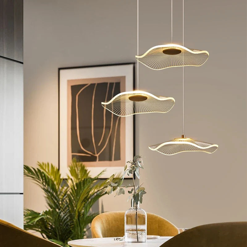 Axya Lotus Leaf Chandelier - Modern Acrylic Design for Living Room and Bedroom