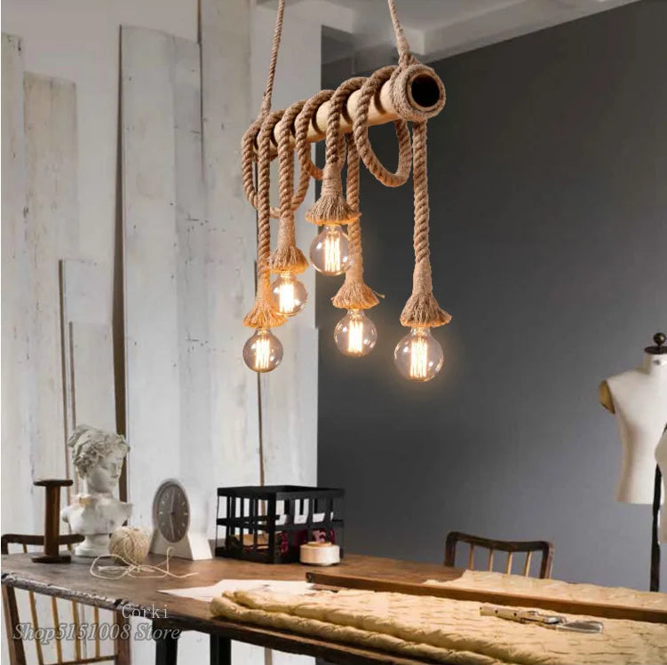 Bamboo Pendant Lights by Axyaa - Unique Loft Lighting for Kitchen and Bar Decor
