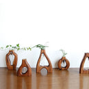 Axyaa Wooden Vase Glass Test Tube Flower Arrangement Hydroponics Home Decor