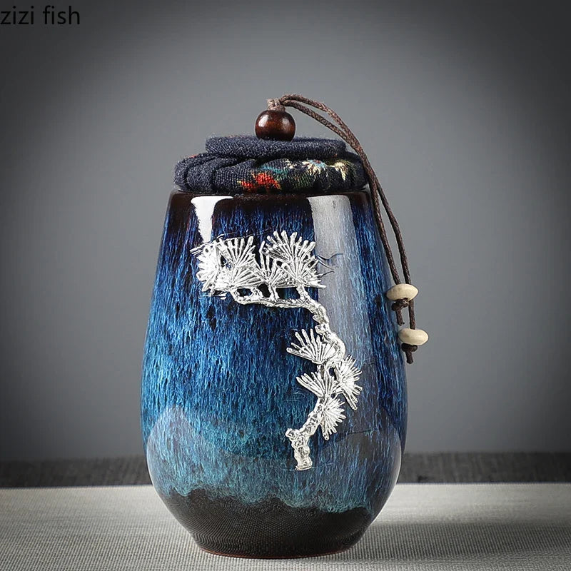 Axya Lotus Leaf Ceramic Storage Jar - Exquisite Tea Cans