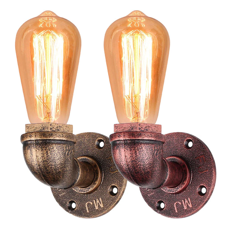 Rustic Water Pipe Wall Light Vintage Loft Sconce by Axyaa