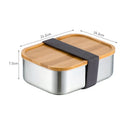 Axyaa Stainless-Steel Bento Box with Wooden Lid: Leak-Proof Food Container