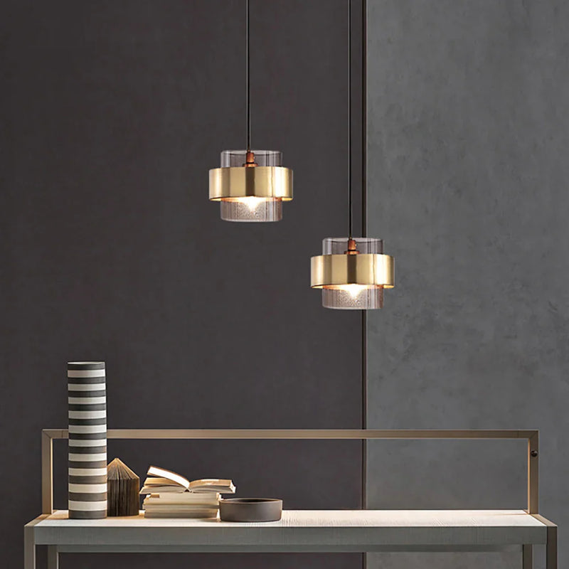 Axyaa Nordic Gold Glass LED Pendant Lights - Modern Luxury Bedside and Bar Lighting Decor