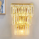 Axyaa Gold Crystal LED Wall Lamp Clear Glass Sconce Elegant Living Room Lighting