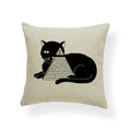 Axyaa Tropical Cat Cushion Cover Moon Blue Cotton Linen Pillow Case