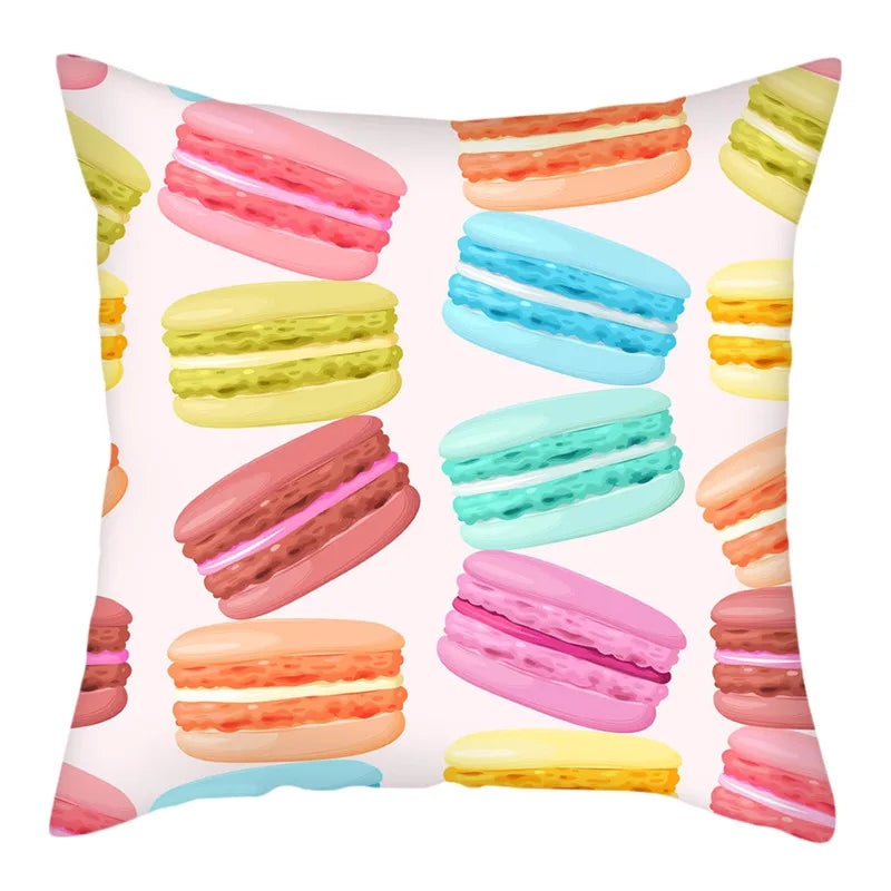 Axyaa Biscuits Cake Print Decor Pillow Cover for Home Sofa Decoration