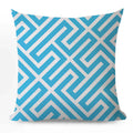 Axyaa Blue Geometric Cotton Linen Pillow Cover for Luxury Home Decor