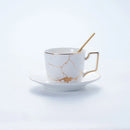 Axyaa Marble Ceramic Tea Set 200ml Nordic Coffee Cup Saucer Spoon Matt Porcelain