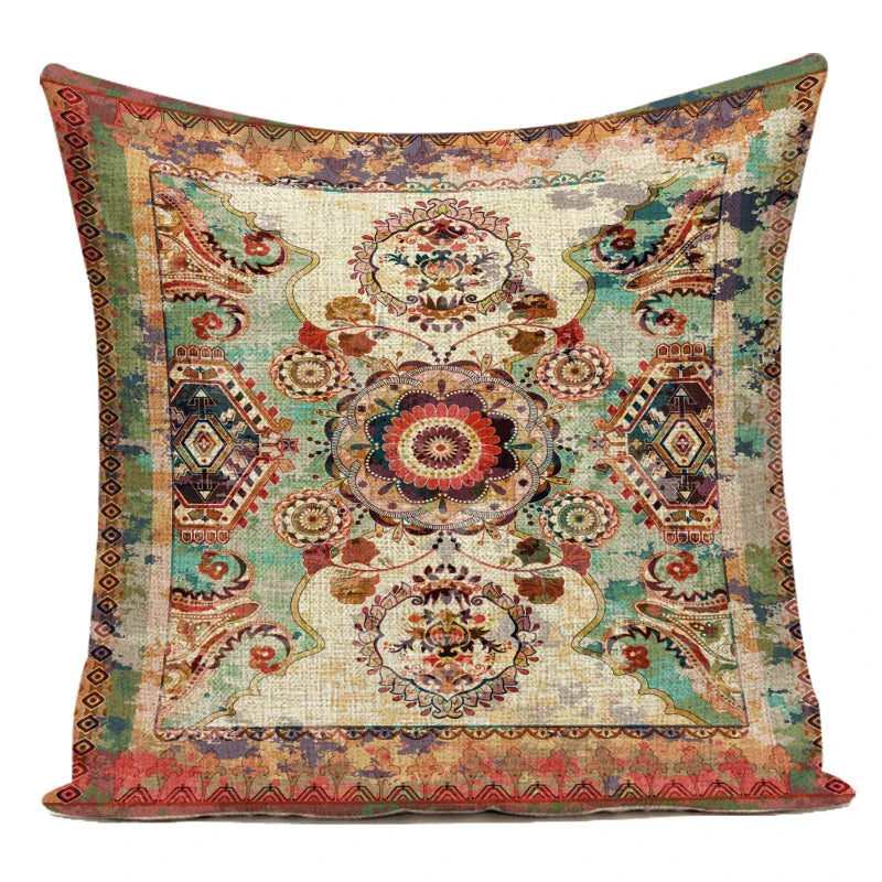 Axyaa Moroccan Mandala Linen Cushion Covers for Vintage Home Decor